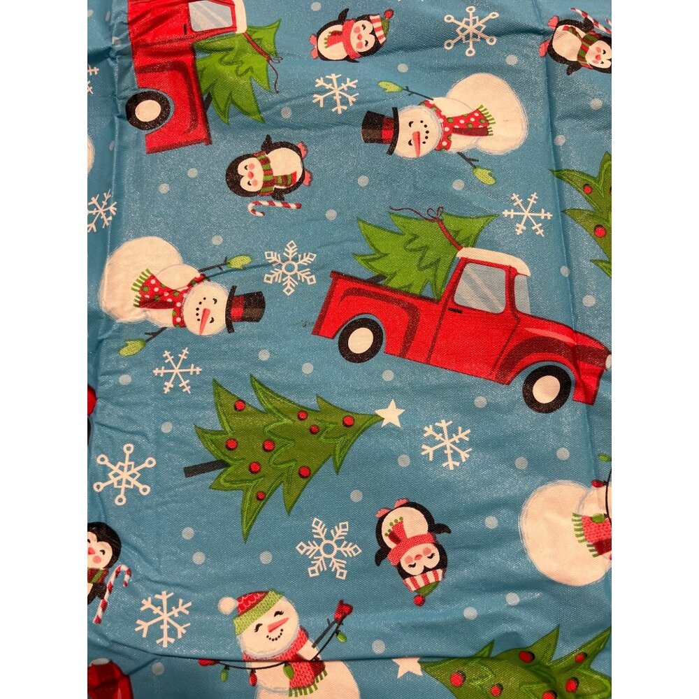 Christmas Vinyl Tablecloth 60" x 84" Rectangle Red Truck Snowman Penguin‎ Snow